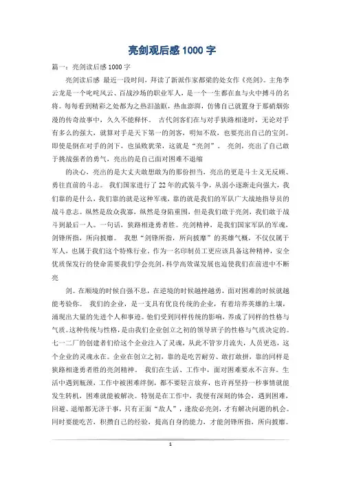亮剑观后感1000字