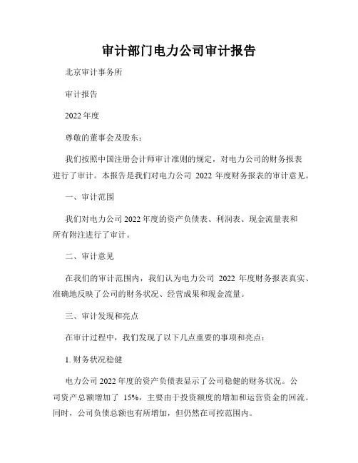 审计部门电力公司审计报告
