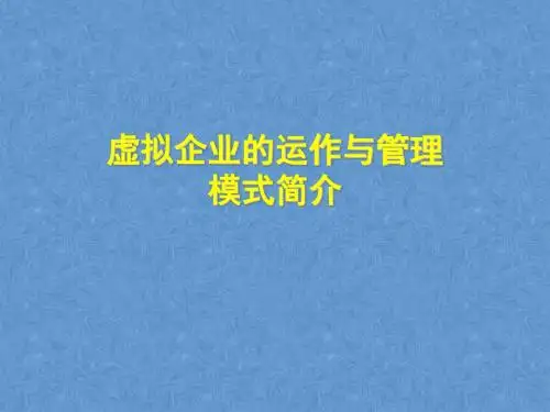 虚拟企业的运作与管理模式简介