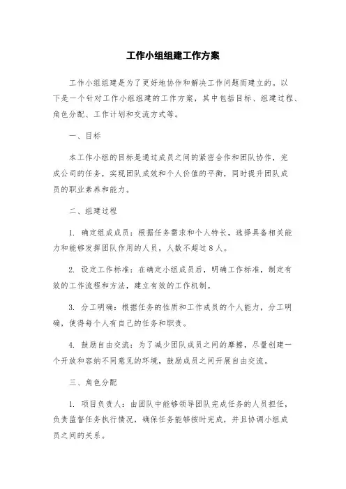 工作小组组建工作方案