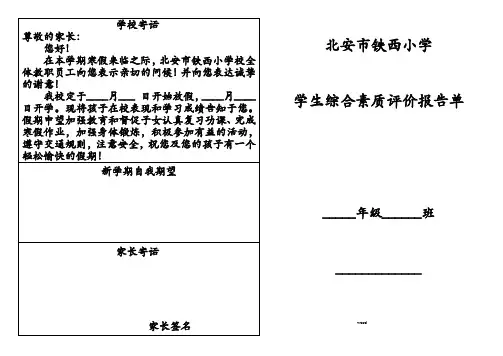 学生综合素质评价报告单