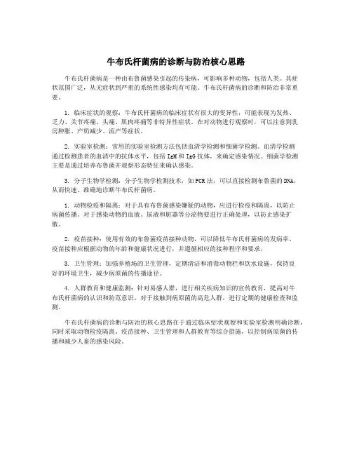 牛布氏杆菌病的诊断与防治核心思路