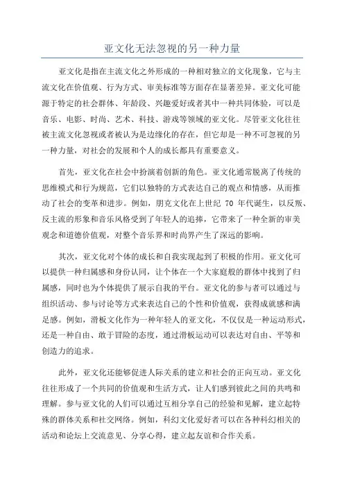 亚文化无法忽视的另一种力量