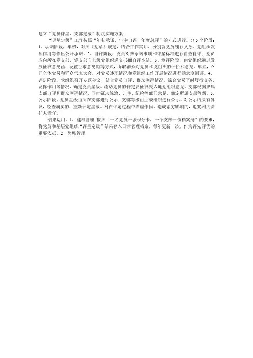 党员评星,支部书记定级实施步骤