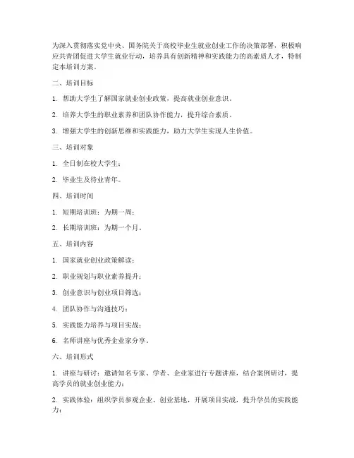 大学生雏鹰计划培训方案