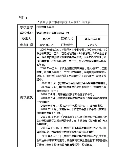 景弘中学民办教育榜样力量申报