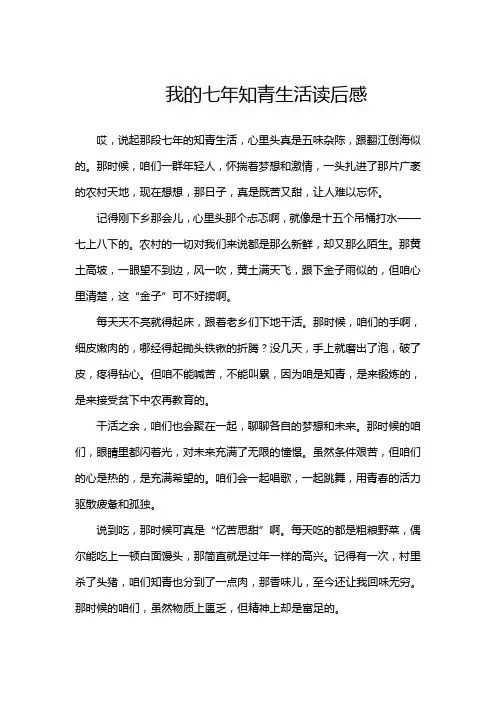 我的七年知青生活读后感