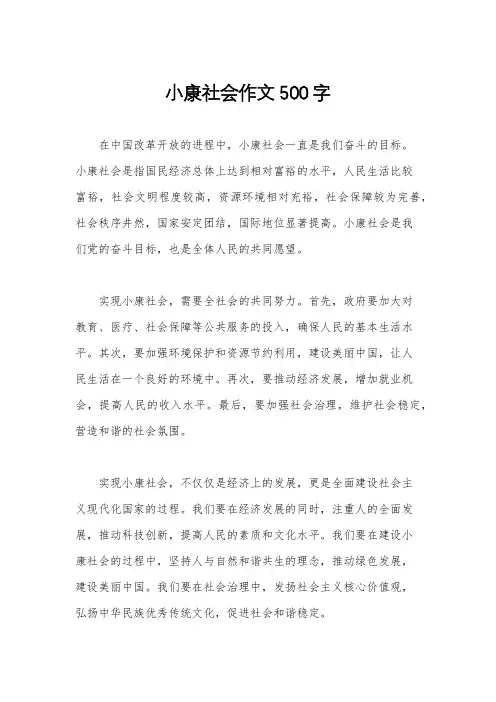 小康社会作文500字