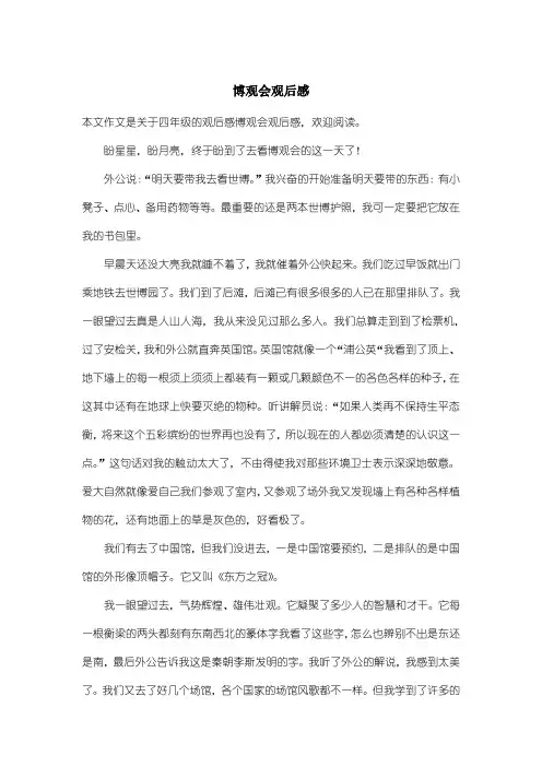 小学四年级观后感：博观会观后感