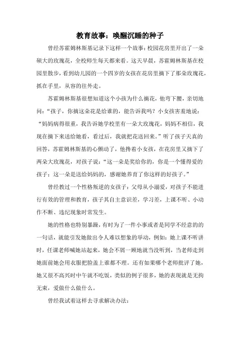 教育故事：唤醒沉睡的种子