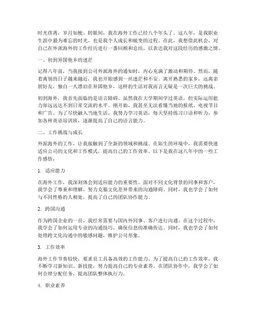 外派海外八年的工作感言