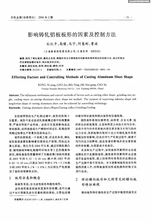 影响铸轧铝板板形的因素及控制方法