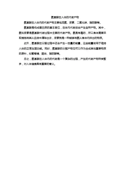 氨基酸在人体的代谢产物