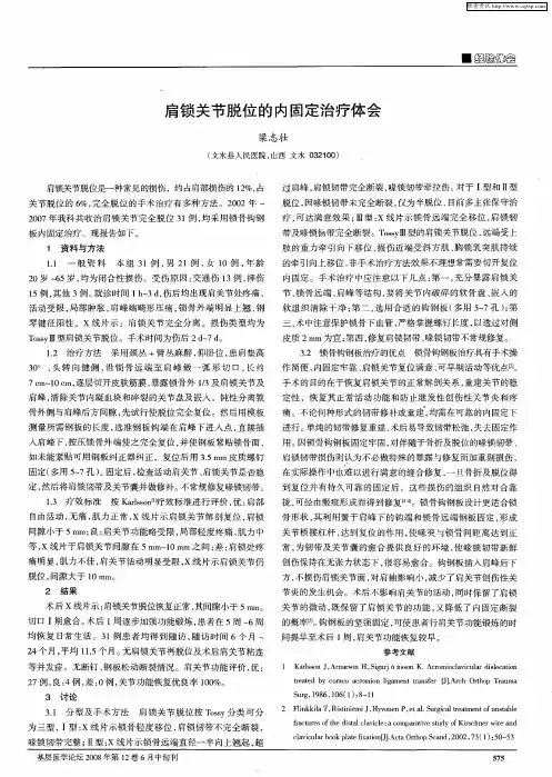 肩锁关节脱位的内固定治疗体会