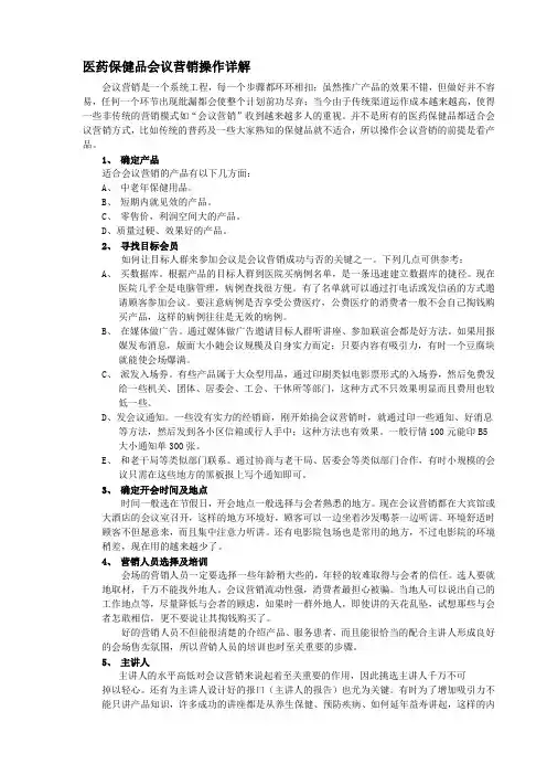 医药保健品会议营销操作详解