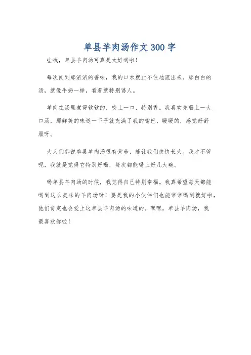 单县羊肉汤作文300字