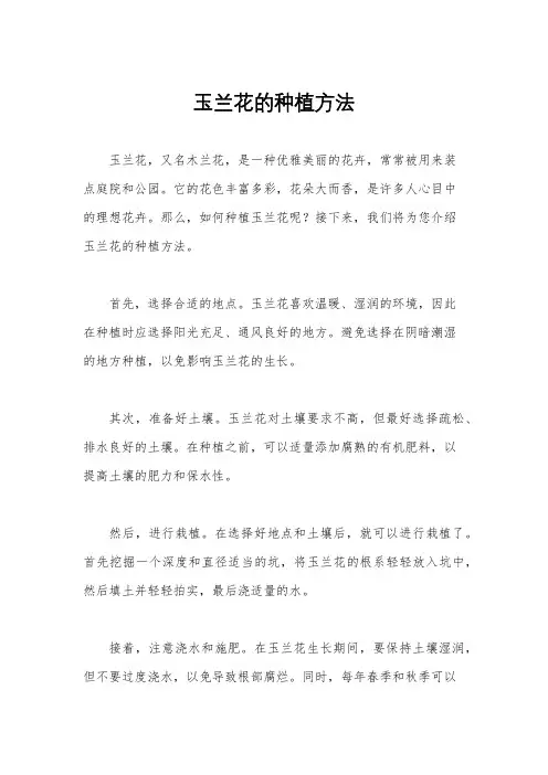 玉兰花的种植方法