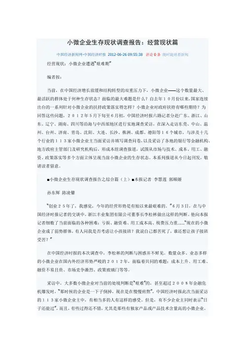 小微企业生存现状调查报告