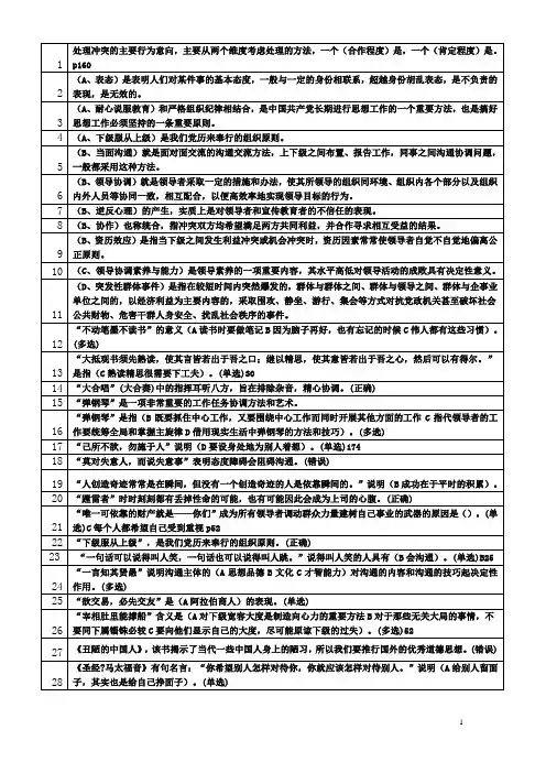 1沟通与协调能力(答案汇总)