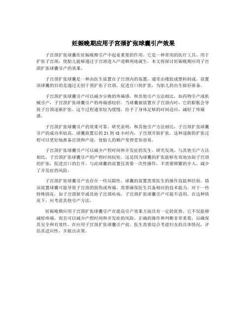 妊娠晚期应用子宫颈扩张球囊引产效果
