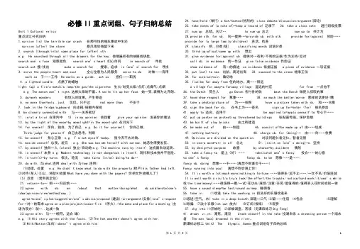 高中英语必修II重点词组、句子归纳总结