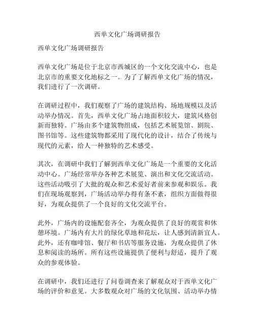 西单文化广场调研报告