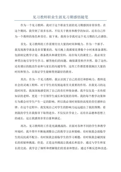 见习教师职业生涯见习期感悟随笔
