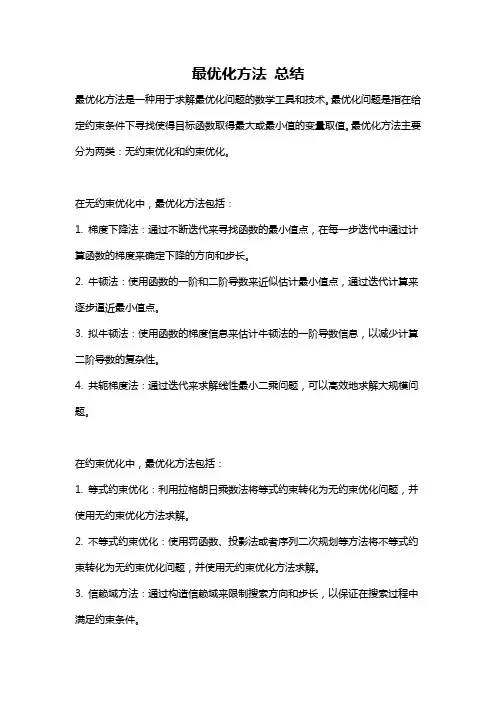 最优化方法 总结