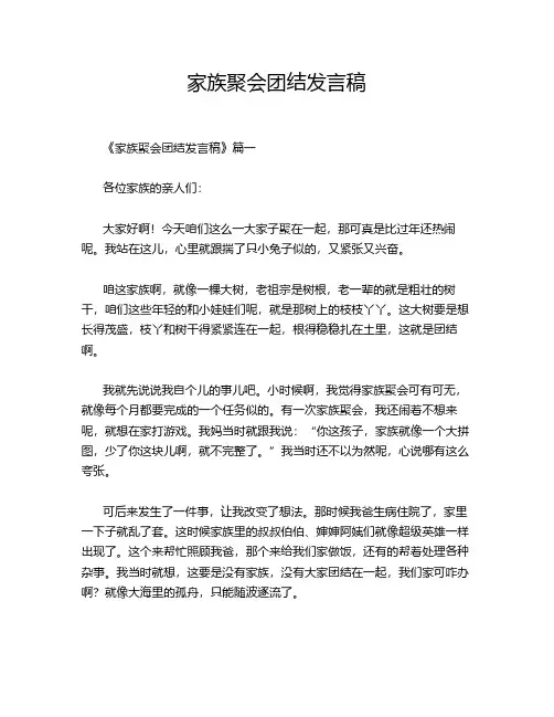 家族聚会团结发言稿