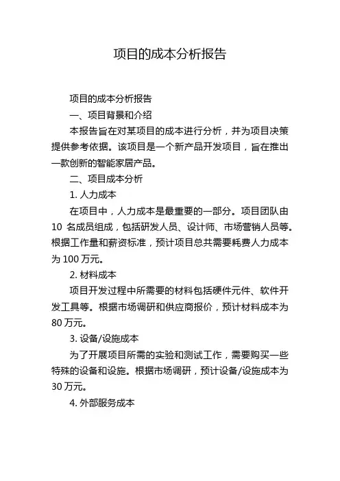 项目的成本分析报告