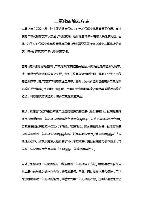 二氧化碳除去方法