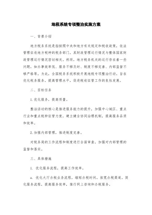 地税系统专项整治实施方案