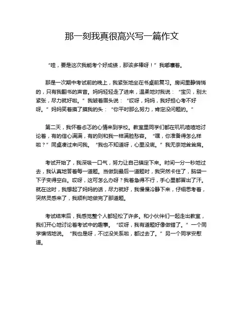 那一刻我真很高兴写一篇作文