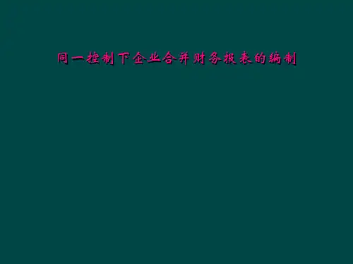 同一控制下企业合并财务报表的编制