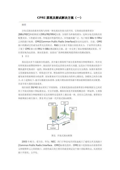 CPRI原理及测试解决方案