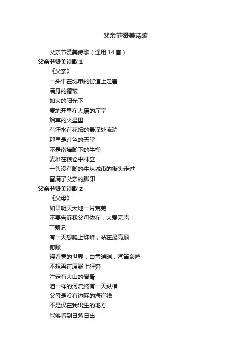 父亲节赞美诗歌（通用14首）