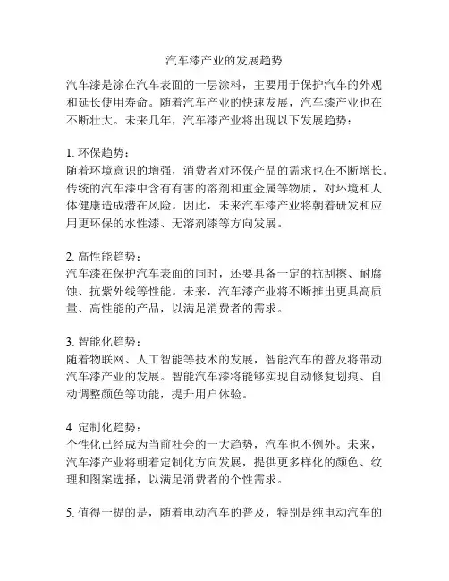 汽车漆产业的发展趋势