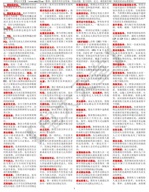 【国际经济法】名词解释精品小抄