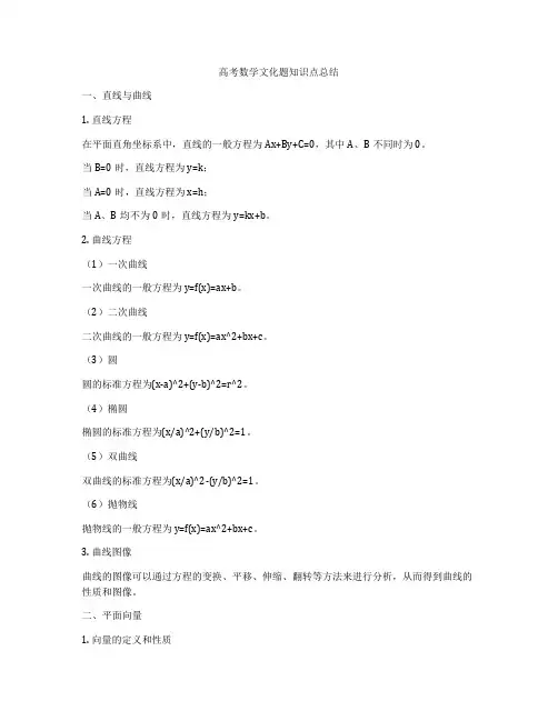 高考数学文化题知识点总结