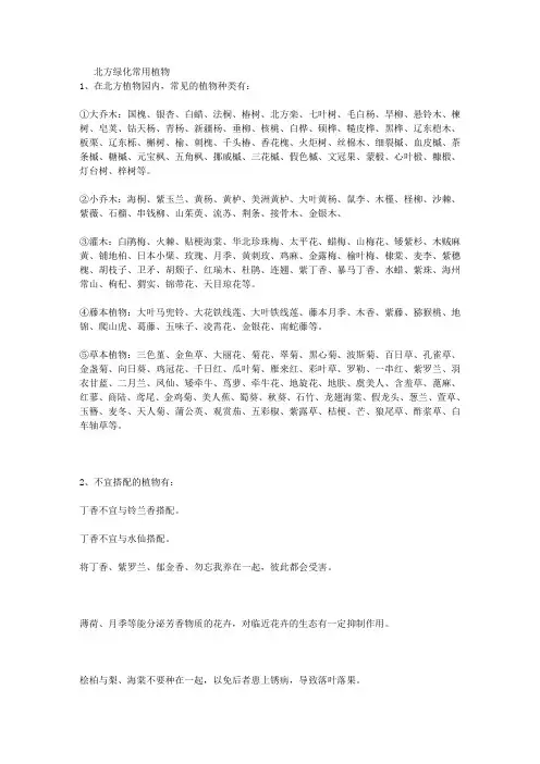 北方绿化常用植物