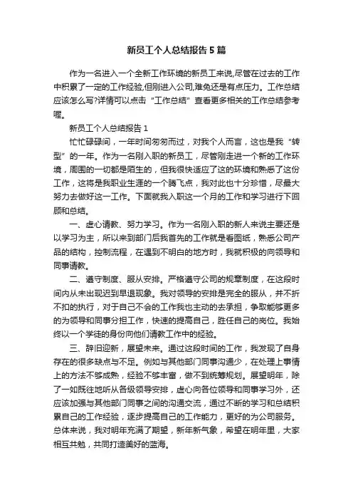 新员工个人总结报告5篇