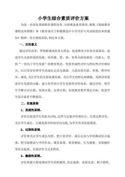 小学生综合素质评价方案