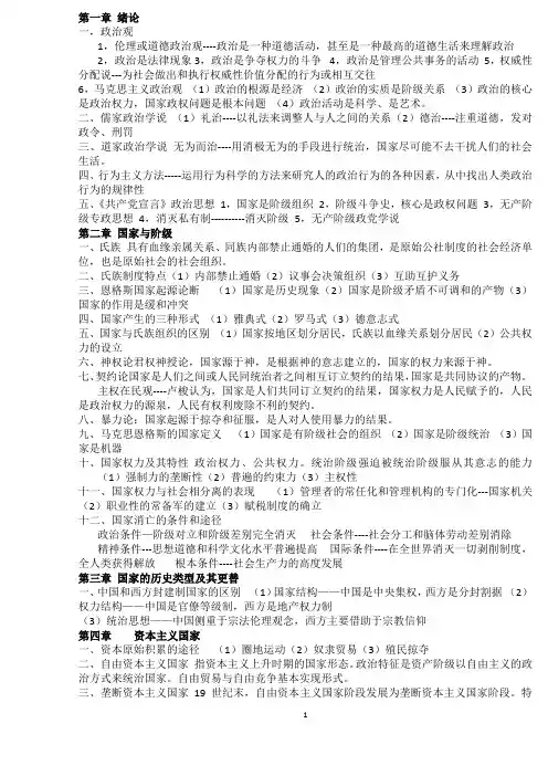 政治学概论知识点总结