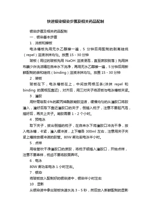 快速银染银染步骤及相关药品配制