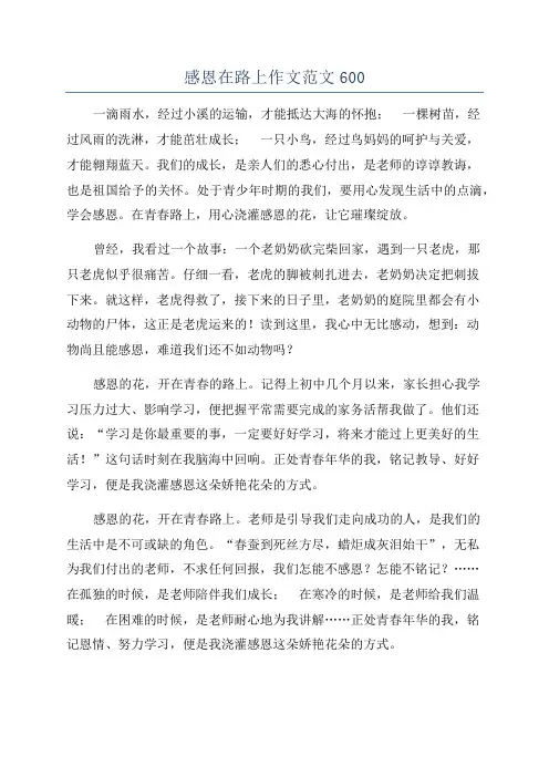 感恩在路上作文范文600