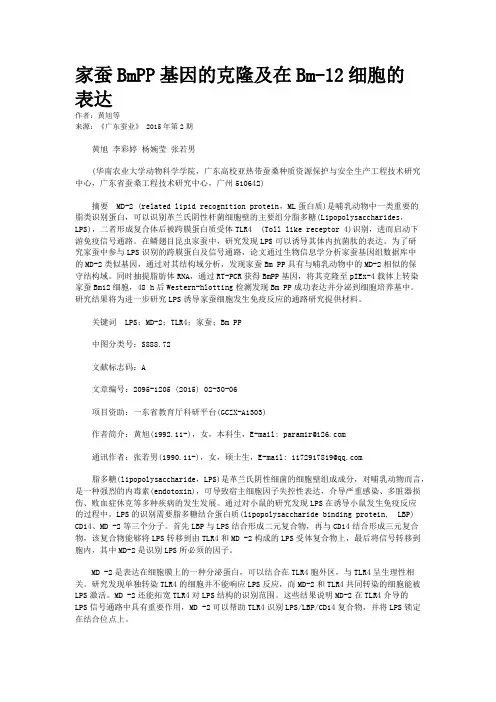 家蚕BmPP基因的克隆及在Bm-12细胞的表达