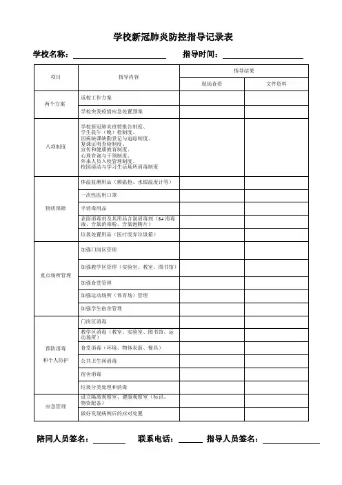 学校疫防指导记录表