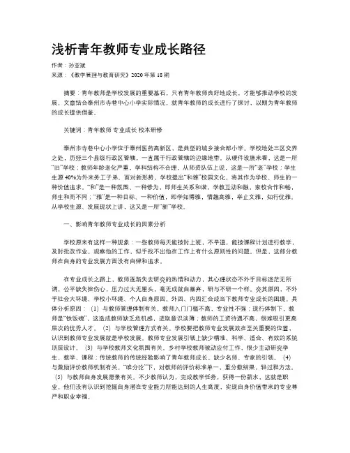 浅析青年教师专业成长路径