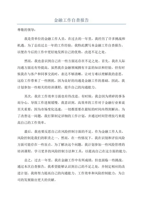 金融工作自查报告
