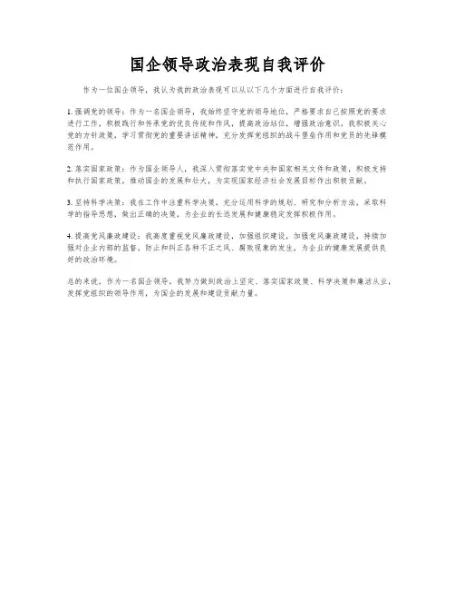 国企领导政治表现自我评价